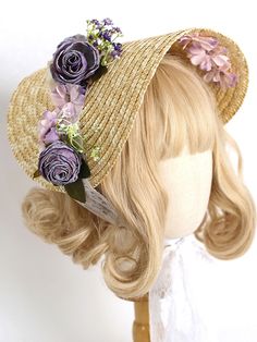 This price is for a bonnet only, others are not included.  Purple, pink, and yellow are the colors of the flowers on bonnet. SizeFree SizeLength38Width25 Summer Costume Hats With Handmade Flowers, Floral Headpieces For Summer Garden Parties, Summer Adjustable Headpieces With Flower Decoration, Adjustable Summer Headpiece With Flower Decoration, Summer Adjustable Flower Decoration Headpieces, Summer Garden Party Costume Hat With Flower Shape, Yellow Flower Hat For Spring, Yellow Flower-shaped Hats For Spring, Whimsical Summer Beach Headpieces