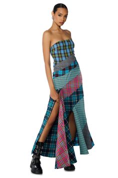 Plaid Maxi Dress, Studded Mini Dress, Fall Sweater Dress, Blazer Mini Dress, Fringe Mini Dress, Tour Outfits, Strapless Neckline, Pleated Maxi Dress, Patchwork Dress