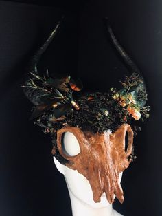 This whimsical ram horn headdress is beautifully crafted to go with your nature inspired costume! I N C L U D E D Masks come with thick black elastic band attached. Thank you for supporting small businesses and hope our products bring you and loved ones some joy and humor in these trying times. S H I P P I N G - Current processing times range 5-7 days. Pls note expedited & 1-2 day guaranteed delivery services offered will still require the same processing times. S I Z E Adult size. Detailed dime Forest Headdress, Witch Headpiece, Horn Headdress, Elegant Face Mask, Metal Mask, Pagan Rituals, Carnival Festival, Ram Horns, Woodland Fairy