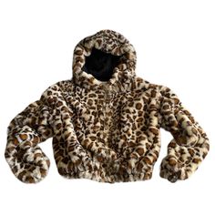 Topshop Faux Fur Leopard Print Cropped Zip Hooded Jacket In Size Xs! Super Cute, So Soft And Warm! This Jacket Fits True To Size! Can Fit A Size Small If You Prefer A Tight Fit! Jacket Features Elastic Waistband And Cuffs. Full Zip And Hood! This Jacket Will Sit On Your Waist Or At/Above Belly Button. Perfect Addition To A Faux Leather Outfit! See Item Details In Pics! Ask Any Questions A Reasonable Offer May Be Accepted No Low Balling Nwt Items Please! Hit That Like Button For Private Deals And Brown Hooded Faux Fur Outerwear, Trendy Brown Faux Fur Outerwear, Faux Leather Outfit, Faux Leather Outfits, Winter Wishlist, Dr Wardrobe, Fasion Outfits, Leopard Print Jacket