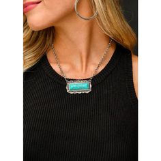 18" Turquoise Bar Necklace with Stamped Border Turquoise Bar Necklace, Turquoise Bar, Bar Necklace, Apparel Accessories, Jewelry Collection, Stamp, Turquoise, Bar