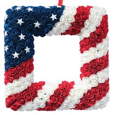 the letter d is made up of red, white and blue roses in the shape of an american flag