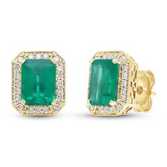 Emerald Cut Emerald Halo Stud Earrings An all-time classic and favorite, the Nouveau earrings feature the popular halo design with a stunning emerald-cut emerald surrounded by sparkling diamonds. SKU BS09804E EMERALD SIZE 8x6mm COLORSTONE SHAPE Emerald Cut COLORSTONE WT 2.90cts DIAMOND WT 0.27cts Formal Yellow Gold Emerald Cut Diamond Earrings, Classic Emerald Cut Halo Design Earrings, Classic Emerald Cut Halo Earrings, Classic Emerald Diamond Earrings, Classic Emerald Earrings With Halo Design, Classic Green Diamond Earrings With Halo Setting, Classic Emerald Diamond Earrings Gia Certified, Classic Green Diamond Earrings With Halo Design, Classic Gia Certified Emerald Diamond Earrings