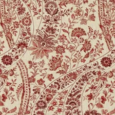 a red and white floral pattern on fabric