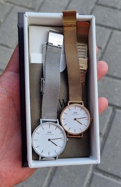 Set Of 2 Danish Daniel Wellington Women's Quartz Watches  Also you will receive a gift :) Both watches are genuine  Both watches in working order - RUNS  New batteries installed Both watches with original straps  1. White Dial & Silver Color  Case diameter without crown 32 mm With original box  2. Rose gold plated  Case diameter without crown 28 mm Visible patina on strap  NO BOX  Pre-owned watches w signs of wear  PRICE for both watches  PLEASE NOTE Vintage Jewelry & Watches : Please be aware t Daniel Wellington Watch Women, Daniel Wellington Women, Daniel Wellington Watch, Watch Women, Watch Gifts, Women Wrist Watch, White Dial, Wrist Watches, Daniel Wellington