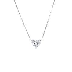 Celebrate love with the Lab Grown Diamond Heart Solitaire Necklace. Crafted in 14K gold and 14K white gold, this necklace features a stunning heart-shaped brilliant-cut lab-grown diamond. Choose from five carat weights, ranging from 0.25 CT to 2 CT, to suit your preference. The necklace is designed with a length of 16 inches plus an additional 1-inch extender for a perfect fit. Each piece is custom-made and requires 12-18 business days for production. Product Details 14K Gold & 14K White Gold Co Fine Jewelry Heart Necklace In Cubic Zirconia, Fine Jewelry Heart Necklace With Cubic Zirconia, Cubic Zirconia Heart Cut Diamond Necklace, Heart-shaped Diamond Cut Solitaire Necklace In Cubic Zirconia, Heart-shaped Solitaire Necklace With Diamond Cut Cubic Zirconia, White Gold Heart Necklace With Cubic Zirconia, Formal Heart Cut Cubic Zirconia Necklace, Classic White Diamond Heart Necklace, Heart Cut Diamond Solitaire Necklace In Fine Jewelry Style