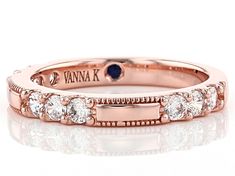 Vanna K™ for Bella Luce ® white diamond simulant 0.97ctw round, 18K rose gold over sterling silver band ring. Measures approximately 0.88"L x 0.13"W and is not sizeable. Each Vanna K™ design has a signature label that features a lab created sapphire. The diamond equivalent weight is 0.54ctw. Fine Jewelry Rose Gold Bands For Formal Occasions, Rose Gold Cubic Zirconia Round Band Jewelry, Rose-colored 14k Gold Round Jewelry, Gold-colored Sterling Silver Round Jubilee Bracelet, Levian Chocolate Diamonds Rings Jared The Galleria Of Jewelry, Sterling Silver Rings Bands, Diamond Simulant, Man Made Diamonds, Broken Chain