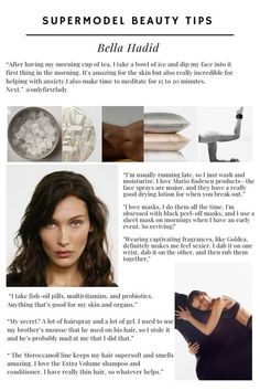 Bella Hadid Skincare, Hadid Core, Healthy 2025, Bella Hadid Hair, Messy Mind, Black Peel Off Mask, Bella Hadid Aesthetic, Model Beauty Secrets, Model Tips