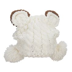 Girl's Pom Pom Knit Animal Ear BeanieMade of 100% acrylic.One size fits most girls, fitting up to 54 cm.Youth/Girls.Crown measures 6 inches deep and 4 1/2 inches wide.Hand wash only.Imported. Trendy and fun knit animal ears beanie for girls.Crown solid colored.Top of crown features animals ears.Two pom poms are on both sides of the bottom of the crown.Our winter panda hat is great for camping, skiing, snowboarding, hiking, vacations, and winter outdoor events.Fall and Winter.11 1/2(W) X 11(L) X Cute White Soft Knit Beanie, Cream Winter Beanie, Faux Fur Pom Poms For Hats, White Beanie With Fur Pom Pom, Winter Outdoor Activities, Fur Pom Pom Hat, Girl Beanie, Knitted Animals, Animal Ears