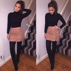 In love with this skirt from the @binkyfelstead range at @inthestyleuk ☺️ use the code RHIA10 for money off your order Fall Night Outfit, Skirt Diy, Peplum Tops, Rock Outfit, Winter Leggings, Heidi Klum