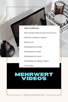 an image of a computer screen with the words mehrwert videos on it