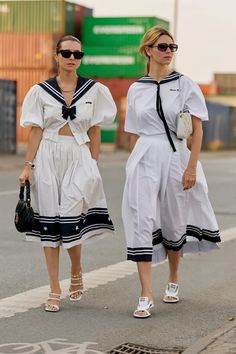 The Sailor-Collar Trend I'm Backing for Autumn 2021 | Who What Wear Nautical Outfits, Vintage Dress Patterns, The Sailor, Sailor Collar, Autumn Outfits, Runway Trends, Mood Board Fashion, Nautical Fashion, Small Detail