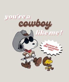 an image of a cartoon character with the words, you're a cowboy like me