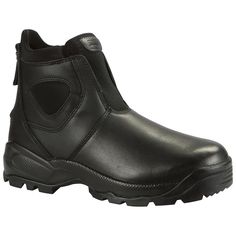 a pair of black safety boots on a white background