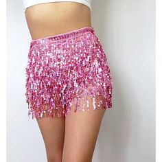 Glamorous Fringe Bottoms For Party, Glamorous Party Bottoms With Fringe, Flirty Short Party Skirt, Flirty Short Skirt For Party, Hip-length Summer Party Skirt, Glamorous Fitted Fringe Bottoms, Summer Party Hip-length Skirt, Fitted Bottoms With Tassels For Festival, Hip-length Shorts For Summer Parties