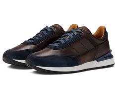 Magnanni Bravo - Men's Lace up casual Shoes : Navy/Brown : For all Magnanni footwear, the brand suggests sizing down a half size for the best fit. ; Get ready for your sports or casual activities wearing the Magnanni Bravo sneakers. Leather upper. Leather lining and insole. Neutral tone sneakers. Brand name designing on tongue. Lace-up closure. Blind eyelets. Padded footbed. Round toe. Synthetic outsole. Made in Spain. Measurements: Weight: 1 lb Product measurements were taken using size 9.5, wi Orthopedic Shoes For Men, Brown Leather Sneakers, Gentlemen Wear, Leather Sneakers Men, Stylish Men Casual, Orthopedic Shoes, Navy And Brown, Sneakers Men Fashion, Stylish Men