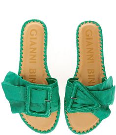 Colorful Slides Shoes, Green Flats Sandals, Summer Slides, Jeweled Shoes, Dressy Shoes, Sandals Outfit, Buckled Flats, Shoe Inspo, Cute Sandals