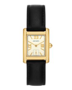 Tory Burch "The Eleanor" rectangular watch Gold-tone stainless steel case Roman numeral indices Square subdial at 6 o'clock Logo at 12 o'clock Three-hand movement Buckle closure Spot clean Imported Dainty Watches For Women, Lee Radziwill, Womens Designer Watches, Designer Watches, Leather Strap Watch, New Fragrances, Wallet Accessories, Handbag Shoes, Watches Jewelry