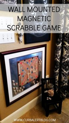 a wall mounted magnetic scrabble game in a living room