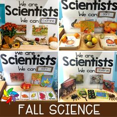 four different pictures with words on them that say we are scientist