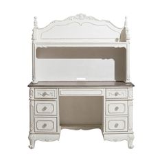 Cinderella Antique White Writing Desk with Hutch from Homelegance - Luna Furniture Kids Writing Desk, Daybed Twin, Cinderella Collection, Mirror Nightstand, White Writing Desk, Built In Shelving, Victorian Desk, Muebles Shabby Chic, Tv Armoire