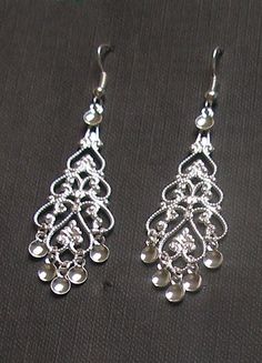 Norah - Traditional Norwegian Filigree Solje Style Earrings with Silver Drops Handmade Silver Metal Bridal Earrings, Handmade Silver Bridal Earrings, Silver Filigree Teardrop Earrings For Gift, Ornate Sterling Silver Teardrop Filigree Earrings, Handmade Silver Teardrop Bridal Earrings, Traditional Silver Chandelier Earrings With Ear Wire, Ornate Handmade Silver Teardrop Earrings, Traditional Silver Teardrop Earrings With Intricate Design, Handmade Ornate Silver Teardrop Earrings