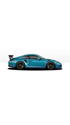 a blue sports car parked in front of a white background