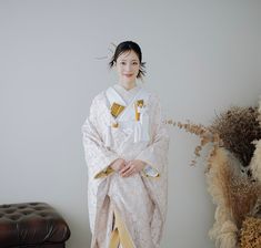 Shipping costs are included in the price of the product. Please ask a question. I answer immediately. 【SIZE】 Height  200cm (79 inch) Sleeve length  67cm (27 inch) ※The length from the center of the back of the kimono to the cuffs. Uchikake is the very special Kimono that the only bride is allowed to wear on her wedding day as Japanese old custom. Uchikake shown here are our original, meaning our professional artists design them, decide colors, choose gold and silver thread of silk, make fabric and then make up the textiles of Uchikake. It takes almost more than 40days to produce Uchikake. So Uchikake produced by us is very special and costs a lot. But by dint of its beauty and rarity there are collectors of Uchikake all over the world. Japanese Kimono Wedding Dress, Wedding Dress Kimono, Japan Wedding Dress Japanese Kimono, Japanese Wedding Dress, Ceremonial Vintage Kimono, Japanese Princess Kimono, Robe Silk, Historical Japanese Kimono, Robe Wedding