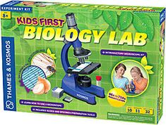 the kids's first biology lab kit is shown in its box, with instructions on how to use it