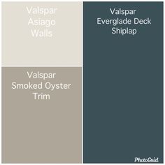 four different shades of gray and white with the words vaspar, evergreende deck ship