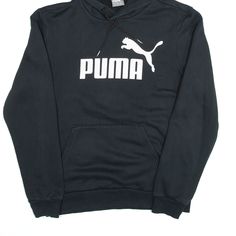 Item is in good used condition. >Size: S >Armpit To Armpit: 18" >Armpit To Cuff: 18" >Collar To Hem: 25" Sporty Puma Logo Sweatshirt For Winter, 90s Style Sports Hoodie With Drawstring Hood, Casual Puma Hoodie For Streetwear, Casual Puma Logo Hoodie For Streetwear, Casual Long Sleeve Hoodie With Puma Logo, Winter Sporty Puma Logo Sweatshirt, Sporty Puma Logo Hoodie For Streetwear, Puma Logo Crew Neck Sweatshirt For Streetwear, Casual Puma Hoodie For Sports