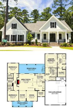 the floor plan for this modern farmhouse house