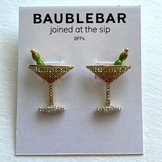 NWT Baublebar martini crystal earrings Martini Earrings, Bride Earrings Pearl, Accent Earrings, Bauble Bar, Disney Christmas Ornaments, Disney Earrings, Minnie Mouse Earrings, Best Of Friends, Mini Earrings