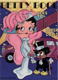 the cover to betty boo's goes to hollywood paper dolls, with an image of a