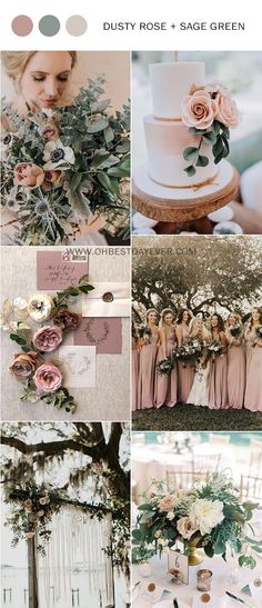 the wedding color scheme is pink, green and gold