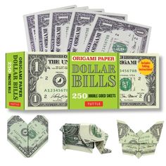 origami dollar bills with instructions for folding them