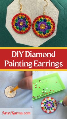 diy diamond painting earrings with text overlay