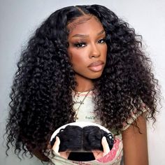 PRICES MAY VARY. 💓【Glueless Wigs Human Hair Material】-Our curly lace front wig made from 100% unprocessed virgin human hair .This 12A curly wigs is Healthy, soft strong and bouncy. No tangles, minimal shedding and lasting up to 2+ years with proper care. The 200% density provides a thick, full look pre plucked pre cut glueless wig. 💓 【Wear and Go Glueless Wig】-This curly human hair wig Installation is quicker due to pre-cut lace and glueless design,just 30 seconds put this glueless wigs human Body Wave Wigs, Curly Human Hair Wig, Curly Lace Front Wigs, Closure Wig, Lace Closure Wig, Wig Making, Wig Accessories, Hd Lace, Lace Closure