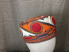 "Great example of a hat from the Uzbekistan region. Machine embroidered with typical Uzbek design. There are many different ethnic groups living in Uzbekistan and this is form one of them. This fits a normal size head. A great example of folk art. This is very clean. Inside measurement is 21\" or 53.34 cm. Shipping and handling and insurance included." Sweater Fits, Mens Costumes, Bend, Folk Art, Hand Knitting, Cuff Bracelets, Insurance, Im Not Perfect, Hats