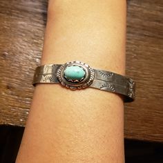 Vintage Sterling Silver Stamped Sterling Stamped By Sassen Handmade Turquoise Stone Native Stamped Design Turquoise Bracelet Cuff, Turquoise Cuff, Stamp Design, Silver Turquoise, Turquoise Sterling Silver, Turquoise Stone, Silver Bracelets, Vintage Sterling Silver, Sterling Silver Bracelets