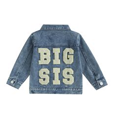 PRICES MAY VARY. 【Material】: Big Sis and Lil Sis matching denim jacket is ,ade of high denim and cotton, cute and cool denim jackets, durable and not easily deformed denim jacket coat. 【Unique Design】: Toddler baby girl ripped denim jacket, basic button-up denim jacket features embroidery big lil sis fuzzy letters jean jacket, classic yet fashion denim jackets, keeps your little girl cozy and warm in cool weather. 【Features】: Big Sis Lil Sis kids baby girl denim jackets features long sleeves, tu Matching Sister Outfits, Sis Bro, Boy Jacket, Little Sister Gifts, Big Lil, Girls Denim Jacket, Big Sister Little Sister, Matching Sisters, Girls Sister