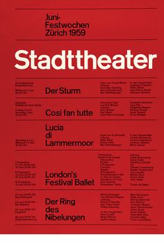 a red poster with the words stadtheater in white on it's side