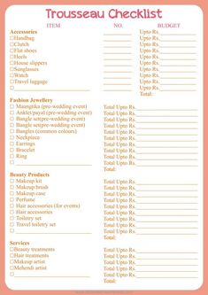 a printable wedding checklist for the bride and grooms to use on their wedding day