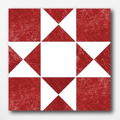 a red and white square with four diagonals on it