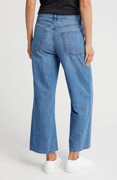 Enjoy the comfort of mid-rise wide-leg jeans constructed from soft denim in a cropped silhouette. 26 1/2" inseam; 12" front rise (size 26) Zip fly with button closure Five-pocket style 63% cotton, 37% lyocell Machine wash, line dry Imported Cheap Forever 21 Cotton Jeans, Cropped Wide Leg Jeans, Slippers Cozy, Man Up, Eileen Fisher, Short Rompers, Kate Spade New York, Dress Romper, Girls Accessories