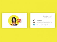 two business cards with an image of a woman on the front and back of them