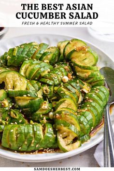 Asian Cucumber Recipe, Spicy Cucumber Salad, Asian Cucumber Salad, Asian Salad, Cucumber Recipes Salad, Cucumber Recipes, Healthy Food Choices, Healthy Lunch Recipes, Cucumber Salad