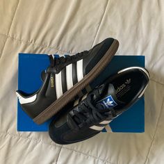 Original Og Sambas In Black With Gum Soles- Very Lightly Used. Almost In Brand New Condition. Only Used For A Short Period 2-3x. In Perfect Shape. Size 7.5 M And 8.5 W 2000s Adidas Shoes, Black And White Sambas, Adidas Sambas Black, Black Adidas Samba, Black Adidas Sambas, Sambas Black, Shoes Samba, Adidas Shoes Samba, Black Sambas