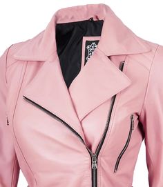 Asymmetrical Pink Belted Moto Leather Jacket For Women
Make a bold and vibrant statement with our Women’s Asymmetrical Pink Belted Motorcycle Leather Jacket. Crafted from genuine lambskin leather, this jacket features a striking pink hue that adds a playful yet edgy touch to the classic motorcycle design. The asymmetrical zipper and adjustable belted waist offer a flattering fit and enhance its modern appeal. Perfect for those who want to blend daring style with luxurious comfort, this jacket is a standout addition to wardrobe. Fitted Leather Jacket With Side Zipper For Spring, Pink Leather Jacket With Zipper Closure For Fall, Pink Leather Jacket With Zipper For Fall, Spring Leather Jacket With Asymmetrical Zip, Fitted Pink Biker Jacket For Winter, Fitted Leather Jacket With Asymmetrical Zip For Spring, Chic Pink Leather Jacket For Fall, Pink Biker Outerwear With Zipper Closure, Pink Leather Winter Outerwear