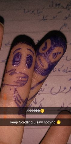 two fingers with faces drawn on them and the words, keep scrolling us saw nothing